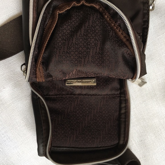Orobianco Sling Shoulder Bag Rectangle Brown Lots of pockets 6" x 14" Crossbody - Picture 10 of 10